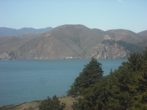 The Marin Headlands, as seen from the Immigration Point Overlook in San Francisco's Presidio.