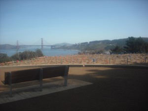 You can't see weddings-on-a-platform anymore at the eastern end of Land's End, but at least you can sit down while you enjoy the view.