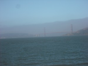 The Golden Gate Bridge can be seen as you leave Paradise Drive to enter downtown Tiburon, though it's sometimes shrouded by clouds.