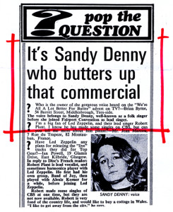 Sandy Denny exposed in Melody Maker article.