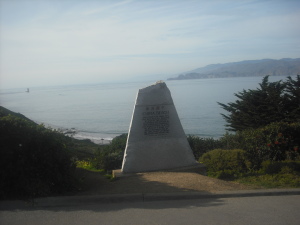 The monument honoring the fishermen after whom China Beach was named, just inside the entrance.