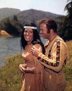 Sabrina Scharf with William Shatner in the Star Trek episode "The Paradise Syndrome."