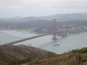 View of the Golden Gate Bridge from Slacker Ridge, on the trail from the bridge to Rodeo Beach.