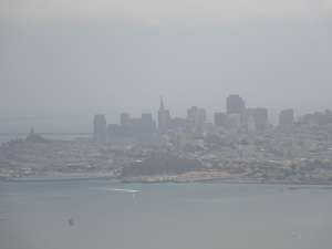 Hazy San Francisco skyline, as viewed from Slacker Ridge.