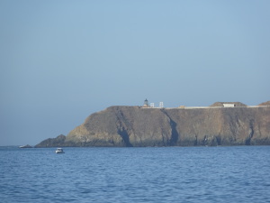 Point Bonita lighthouse, to the west of the beach.