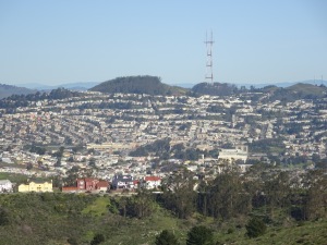 Southern San Francisco neighborhoods, as seen from San Bruno Mountain. You can just about see the tops of a couple spans of the Golden Gate Bridge on the far left.