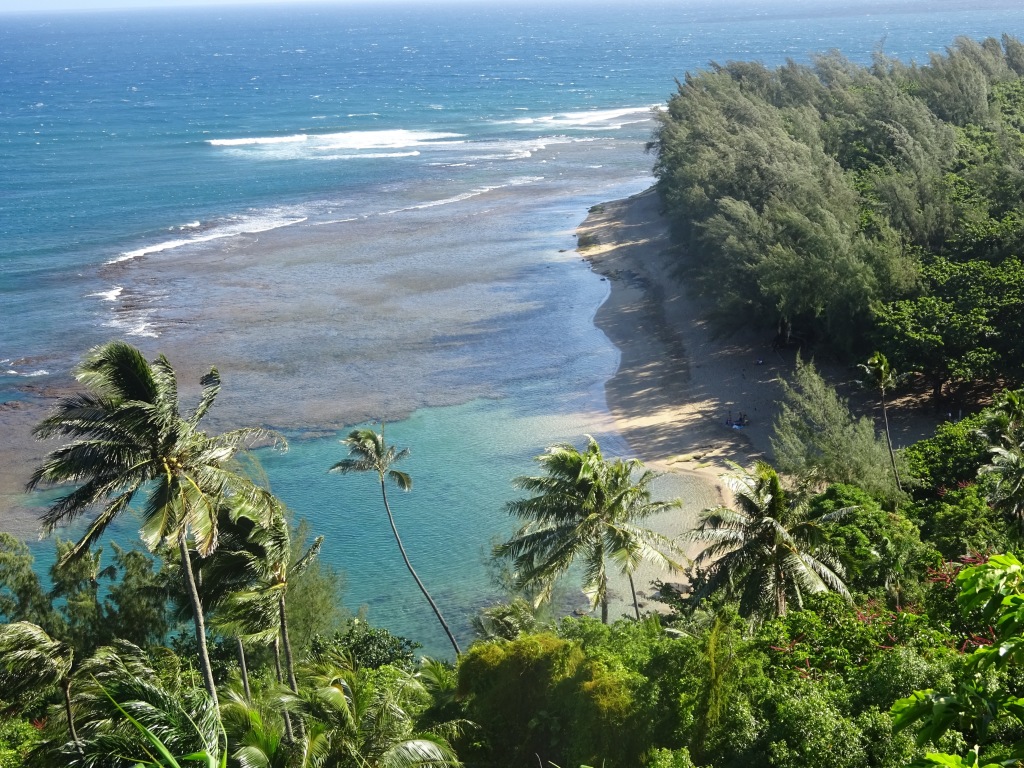 Ke'e Beach, viewed from the Kalalau Trail.