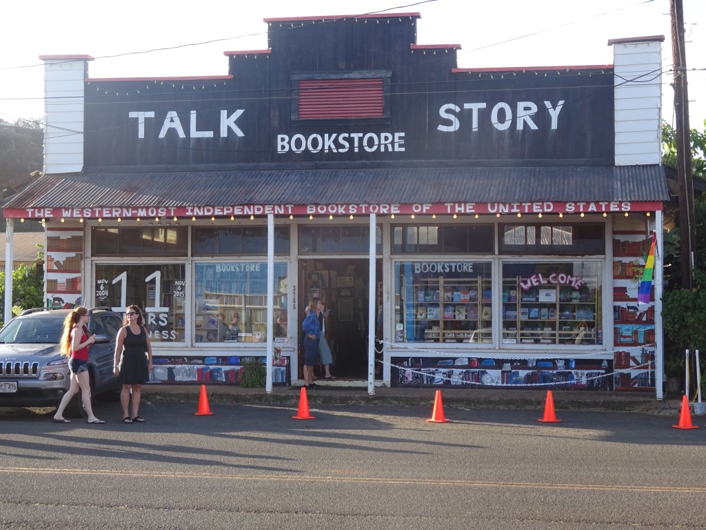 Talk Story in Hanapepe, "The Westernmost Independent Bookstore of the United States" (as it proclaims on the lettering at the bottom of the awning).