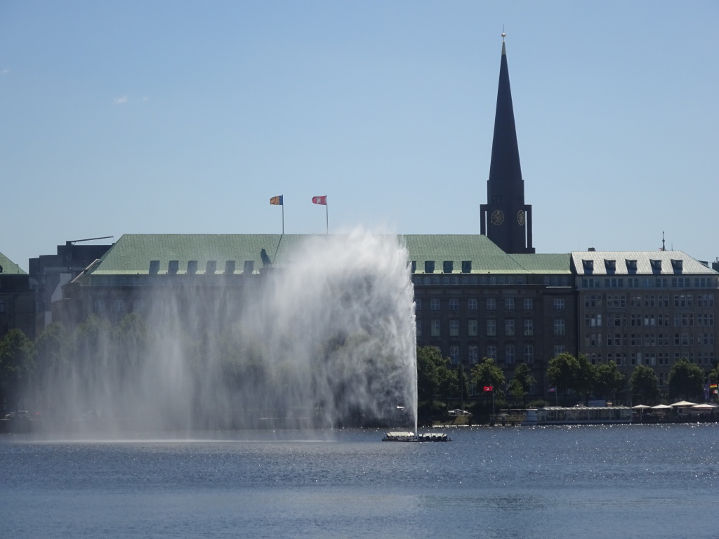 Fountain on the lake.