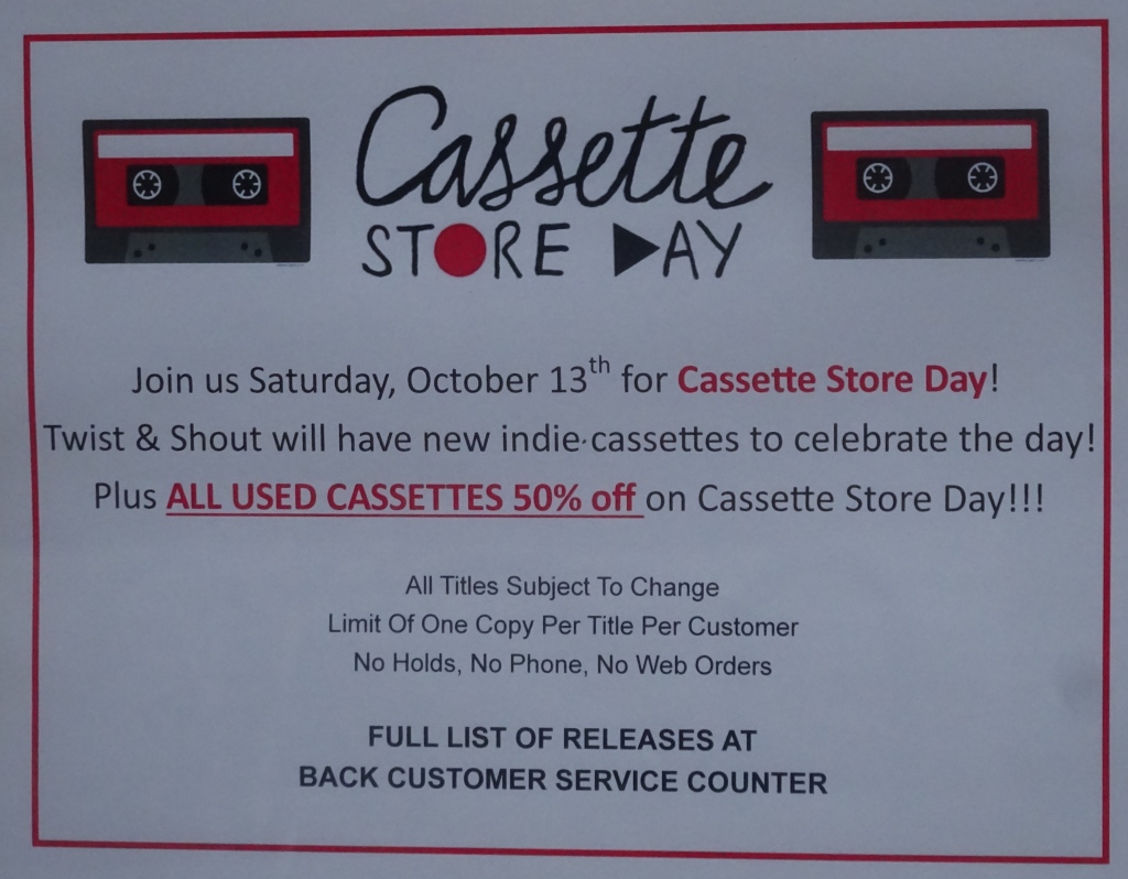 Ad for Cassette Store Day at Twist and Shout Records in Denver.